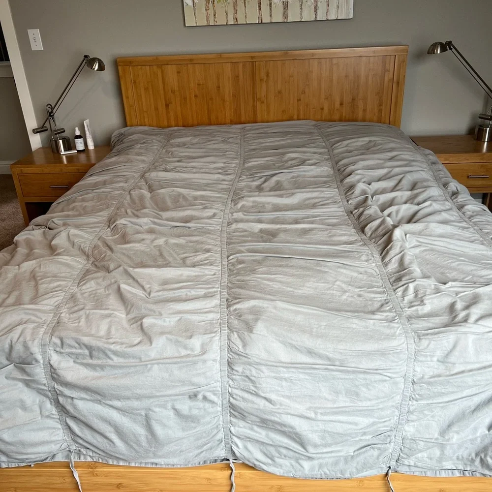 West Elm Slate Gray Quilted Duvet Cover